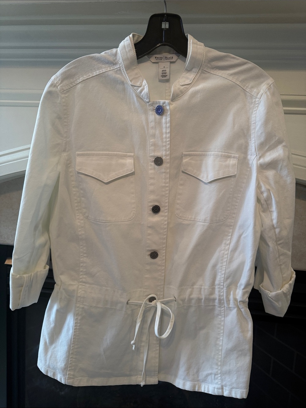 NWOT White House Black Market White Drawstring Utility Jacket